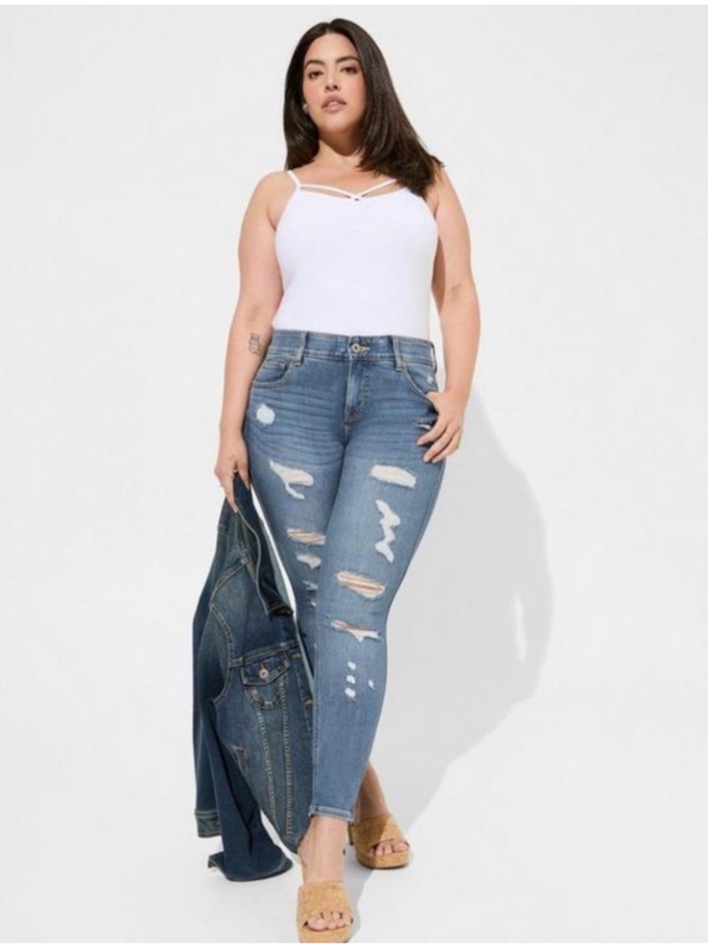 torrid Light Blue Distressed Plus Size Skinny Jeans
